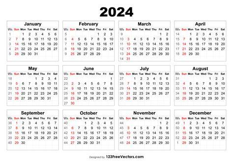 2024 calendar with week numbers printable