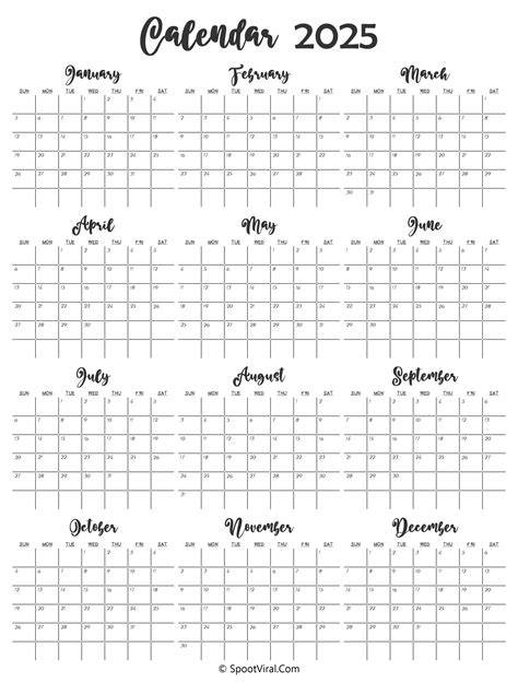 2025 yearly calendar printable