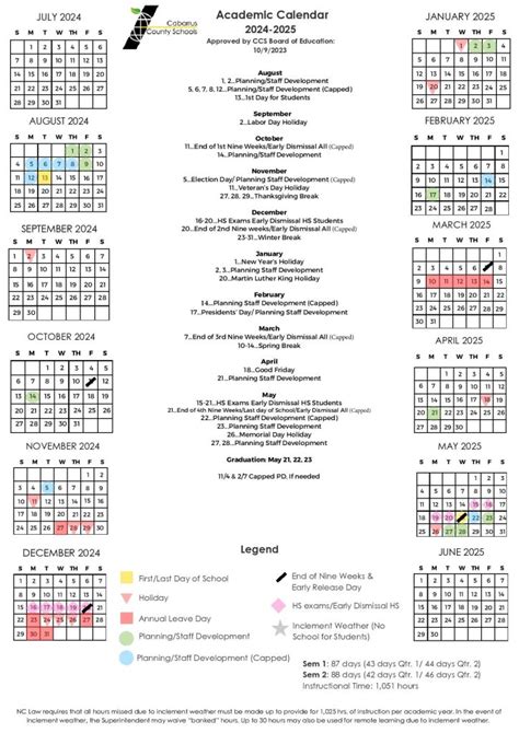 cabarrus county schools calendar