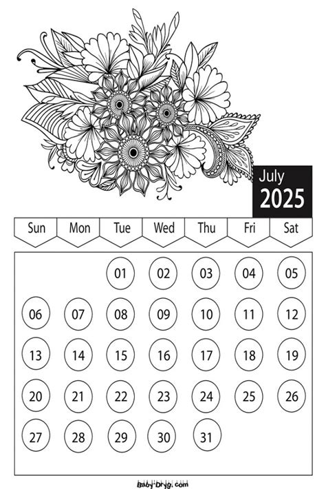 coloring calendar 2025
