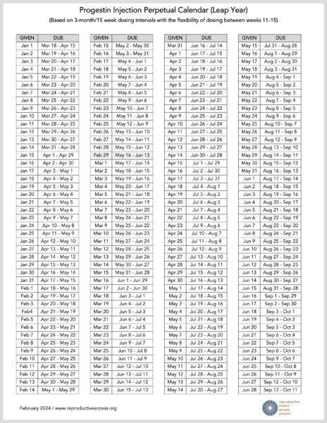 depo shot calendar