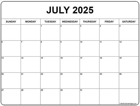 july 2025 calendar