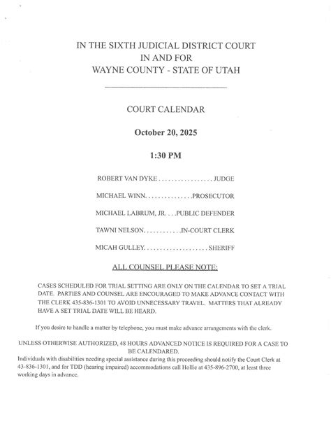 utah court calendar