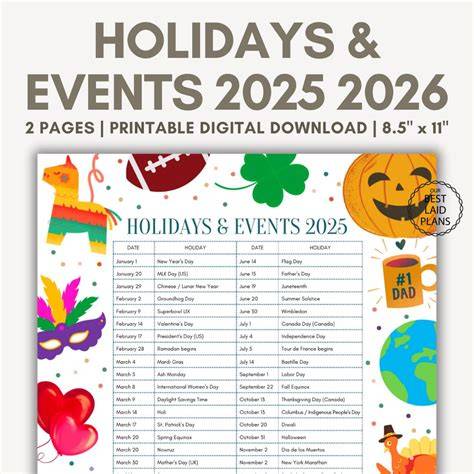 2025 holiday calendar