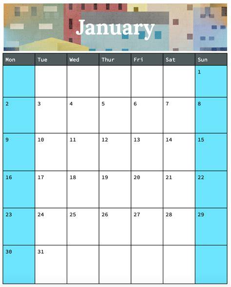 google doc calendar template