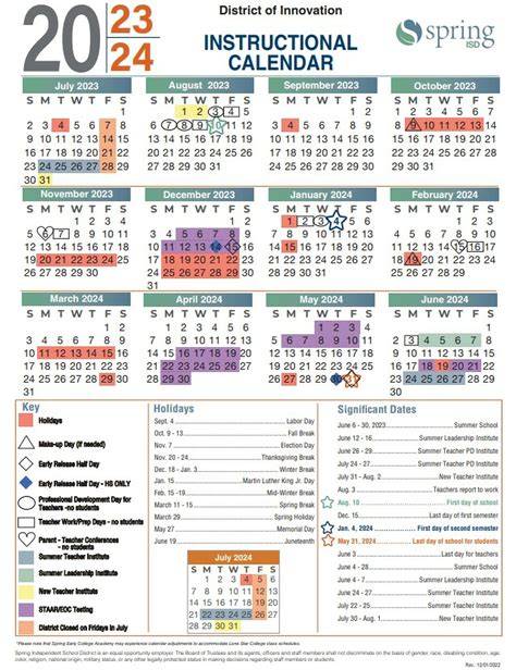 spring branch isd calendar
