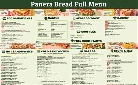 Panera Bread Printable Menu Pdf