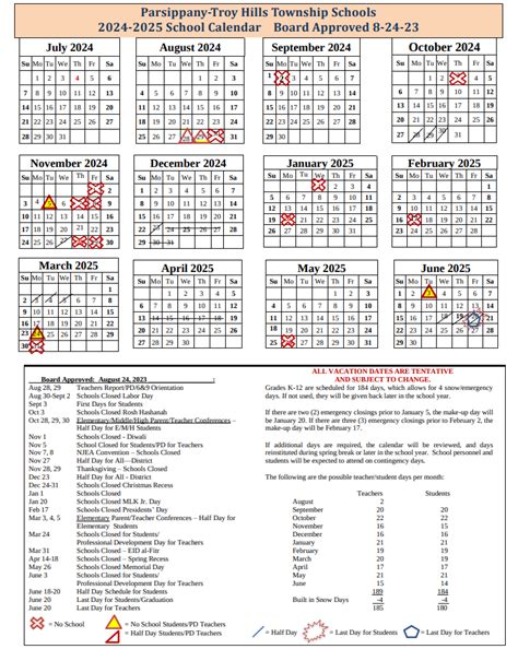 Parsippany School District Calendar