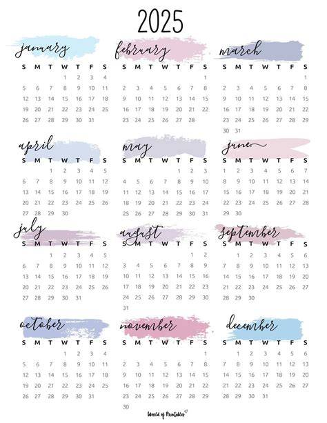 Pastel Wall Calendar 2025 Powerpoint