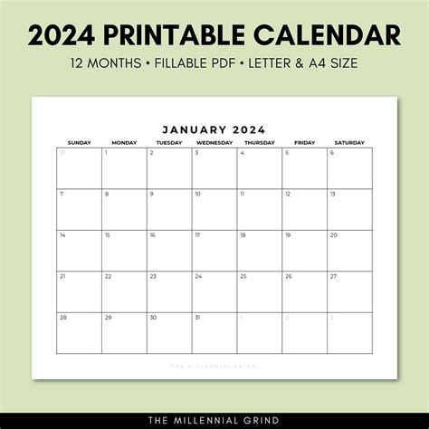 2024 printable calendar one page