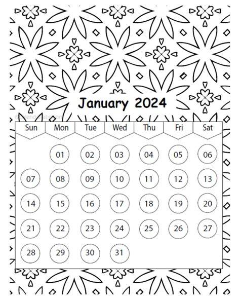 calendar coloring pages