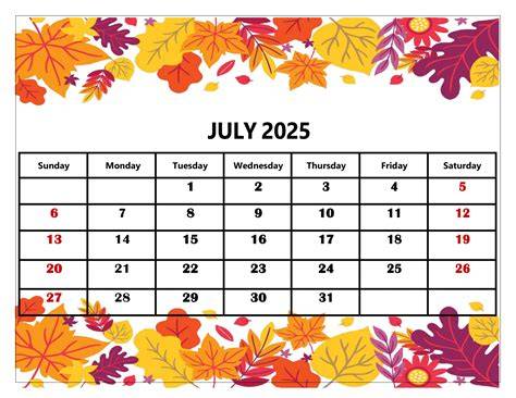 july 2025 calendar