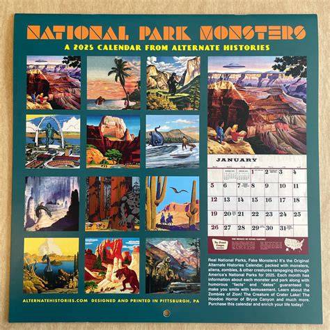 national park monsters calendar
