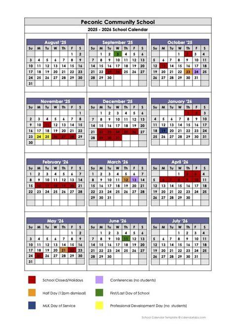 Pcs School Calendar