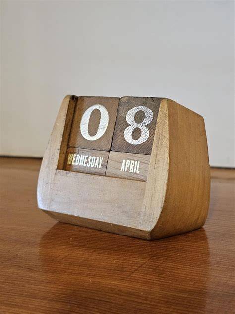 Perpetual Wood Block Calendar