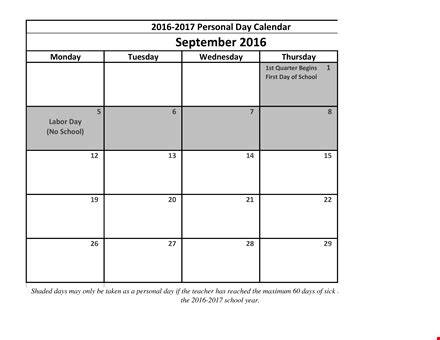 Personal Day Calendar