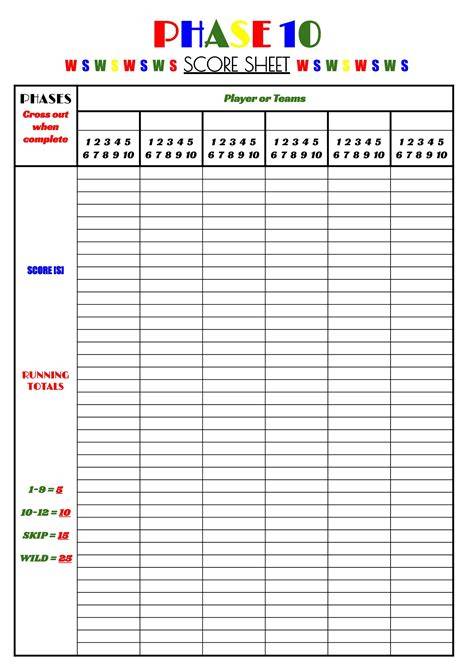 Phase 10 Printable