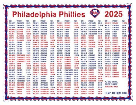 Philadelphia Phillies Schedule Printable