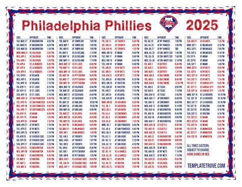 Phillies 2025 Printable Schedule