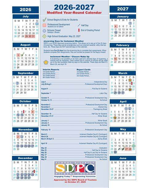 Pickens County School Calendar