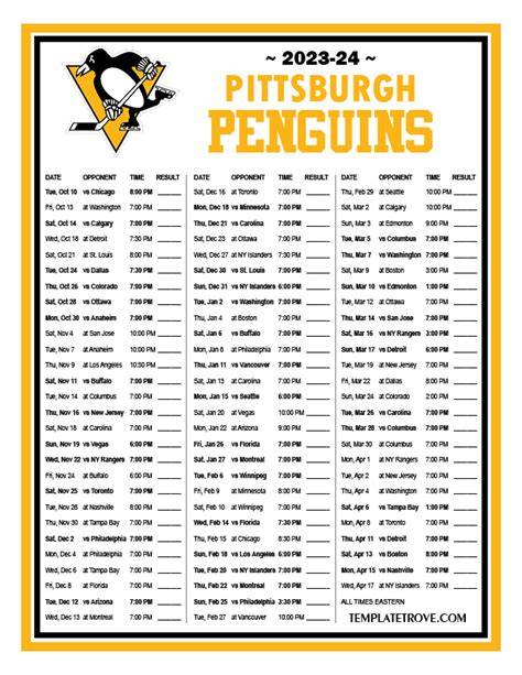 Pittsburgh Penguins Schedule 2024 25 Printable