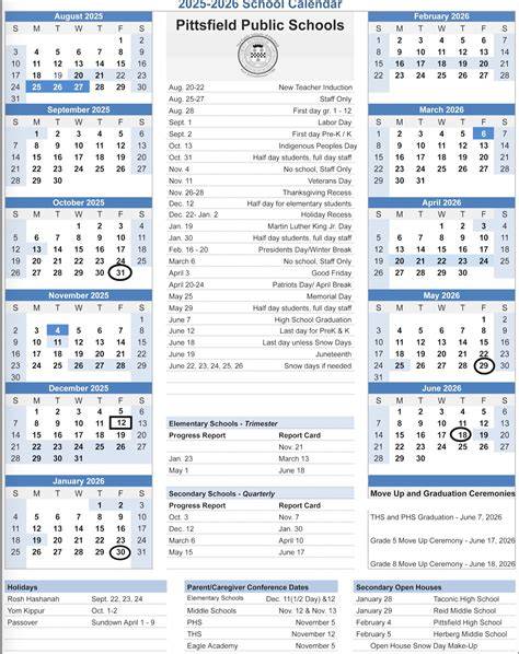 Pittsfield Public Schools Calendar
