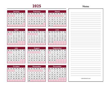 2025 calendar template