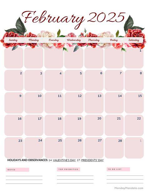 february 2025 calendar printable