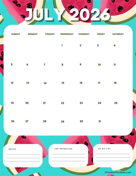 july 2026 calendar