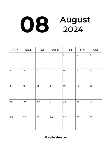 august 2024 calendar