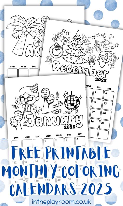 free printable coloring calendar 2025