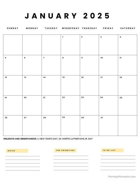 january 2025 calendar