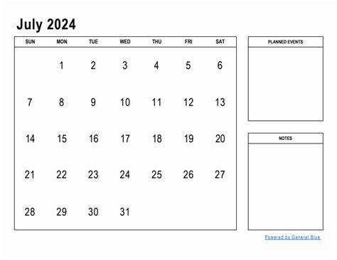 july 2024 calendar