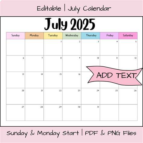 july 2025 calendar