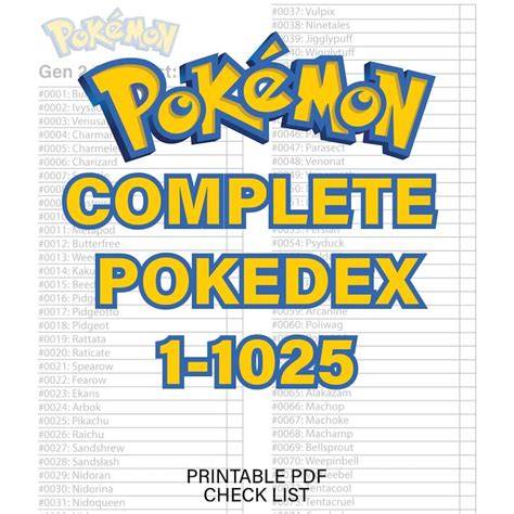 Pokedex Checklist Printable