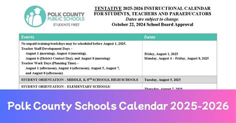 Polk County School Calendar 24 25