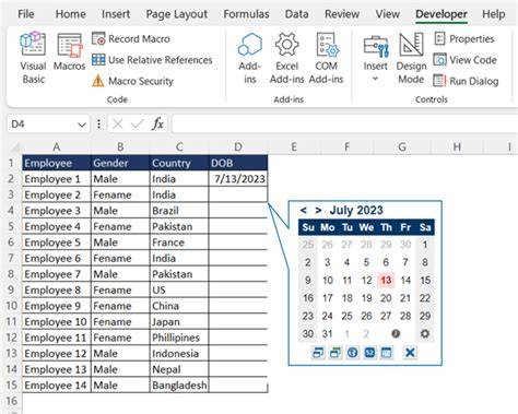 Pop Up Calendar In Excel
