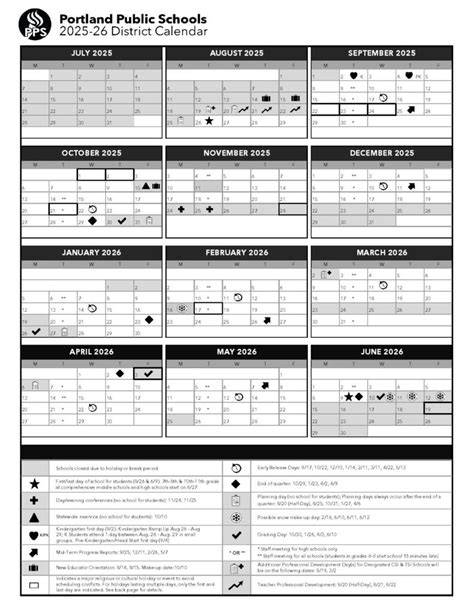Portland Public Schools Calendar