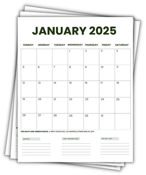 2025 calendar pages