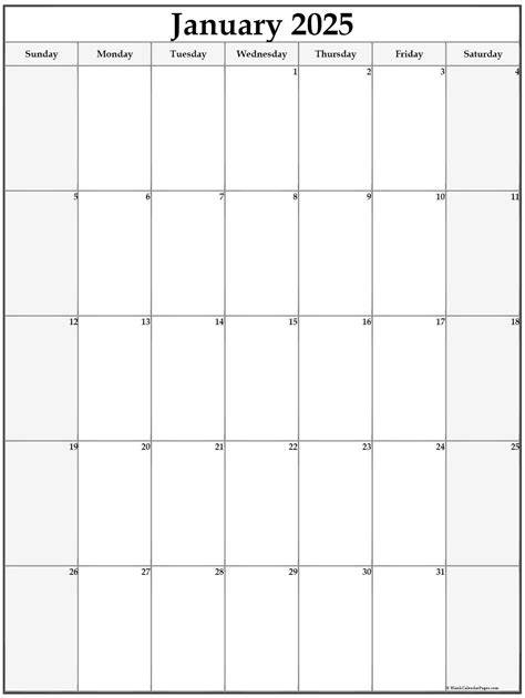 blank calendar pages 2025