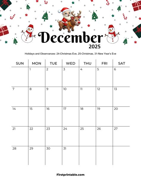 calendar for christmas