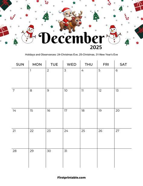 calendar for xmas
