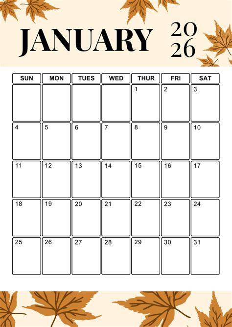 january 2026 calendar