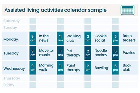 assisted living activity calendar