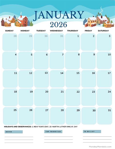 january 2026 calendar