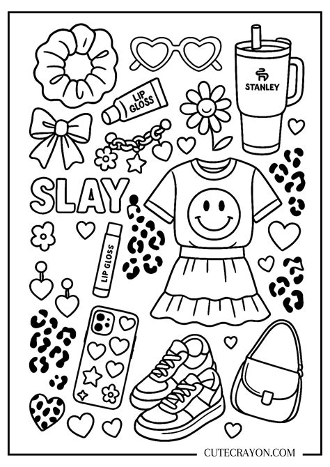 Preppy Coloring Sheets