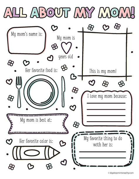 Preschool All About My Mom Printable