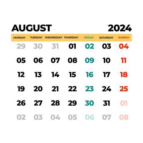 august 2024 calendar