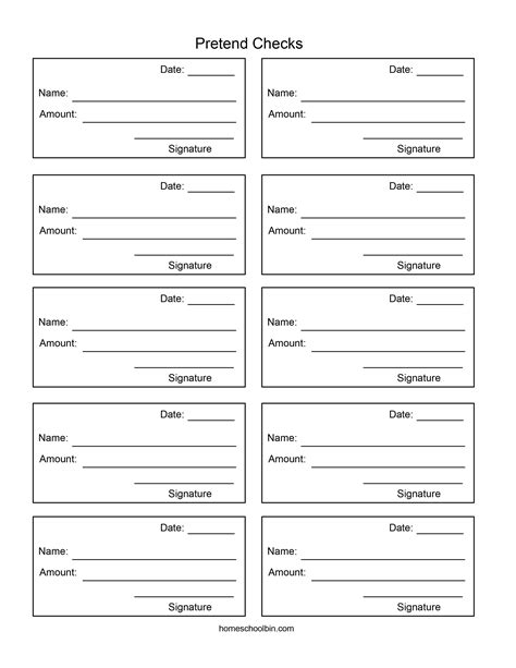 Pretend Checks Printable