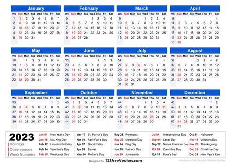 2023 calendar with week numbers excel